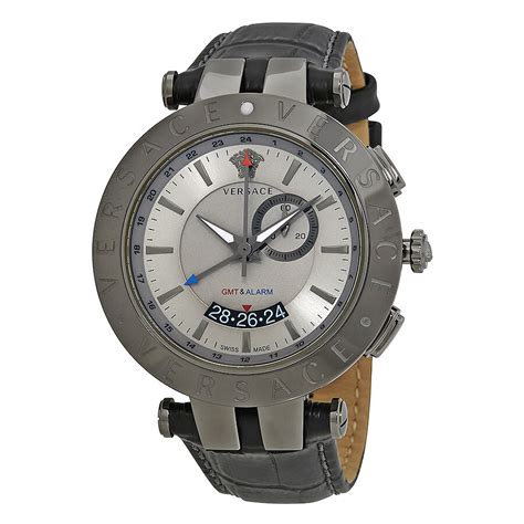 versace v-race grey dial men's gmt alarm watch 29g98d535 s009|Versace Mens V.